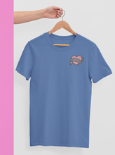 Load image into Gallery viewer, Blue don't be a dick shirt on a hanger