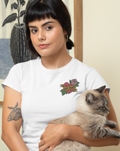Load image into Gallery viewer, Model wearing white cat mom t-shirt

