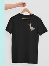 Load image into Gallery viewer, Christmas murder goose embroidered t-shirt in black