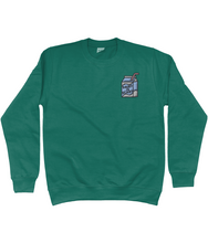 Load image into Gallery viewer, Green dairy is scary milk carton embroidered vegan sweatshirt