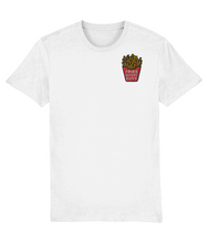 Load image into Gallery viewer, Fries before guys embroidered t-shirt in white