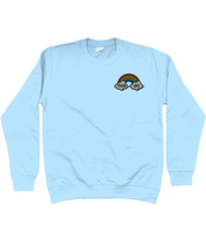 Load image into Gallery viewer, Blue fuck off rainbow embroidered sweatshirt