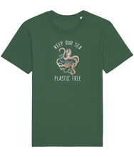 Load image into Gallery viewer, Green keep our sea plastic free octopus t-shirt