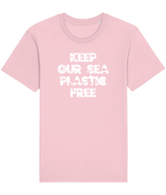 Load image into Gallery viewer, Pink unisex keep our sea plastic free shirt