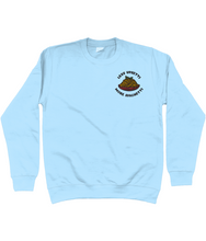 Load image into Gallery viewer, Blue less upsetti, more spaghetti embroidered sweatshirt