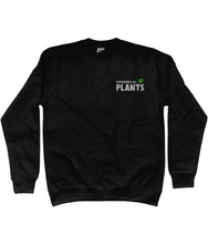 Load image into Gallery viewer, Black Blue powered by plants embroidered sweatshirt 
