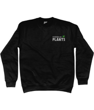 Load image into Gallery viewer, Black Blue powered by plants embroidered sweatshirt