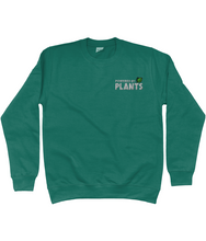Load image into Gallery viewer, Blue powered by plants embroidered sweatshirt