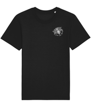 Load image into Gallery viewer, Black save the bees t-shirt with a picture of a bee and flowers