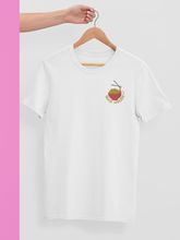 Load image into Gallery viewer, white send noods embroidered t-shirt on a hangar
