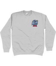Load image into Gallery viewer, Grey embroidered the future is vegan sweatshirt.
