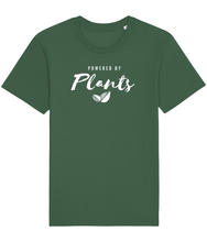 Load image into Gallery viewer, Green unisex powered by plants t-shirt