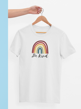 Load image into Gallery viewer, White be kind boho rainbow shirt
