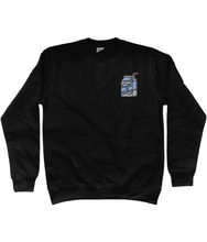 Load image into Gallery viewer, Black dairy is scary milk carton embroidered vegan sweatshirt
