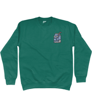 Load image into Gallery viewer, Green dairy is scary milk carton embroidered vegan sweatshirt
