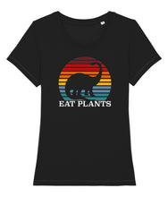 Load image into Gallery viewer, Eat plants dinosaur shirt black
