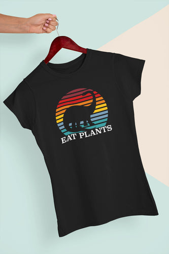 Eat plants dinosaur shirt black
