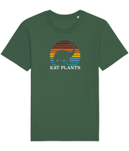 Load image into Gallery viewer, Eat plants dinosaur organic cotton t-shirt in green
