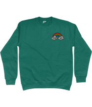 Load image into Gallery viewer, Green fuck off rainbow embroidered sweatshirt
