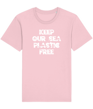 Load image into Gallery viewer, Pink unisex keep our sea plastic free shirt
