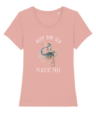 Load image into Gallery viewer, Pink keep our sea plastic free octopus t-shirt
