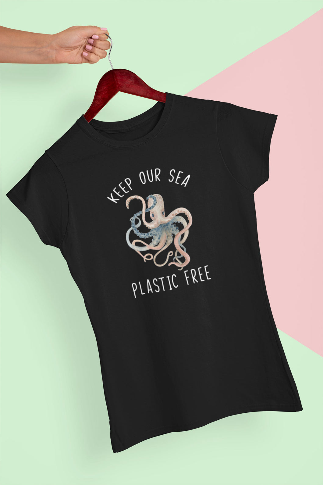 Black keep our sea plastic free octopus t-shirt