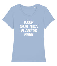 Load image into Gallery viewer, Keep our sea plastic free shirt blue
