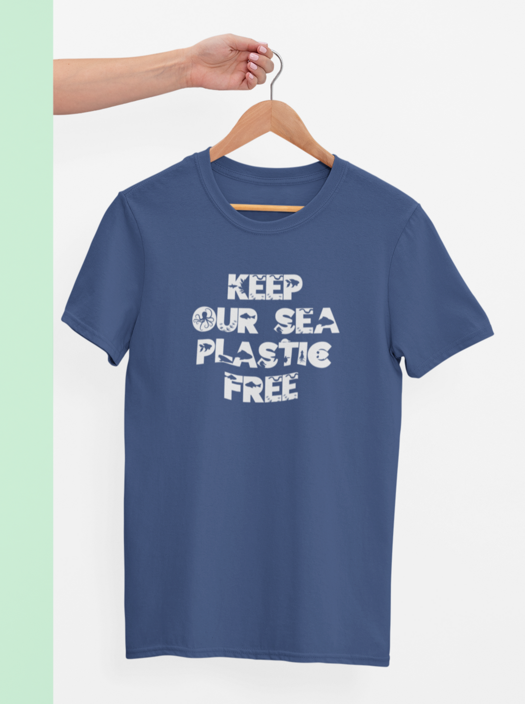 Blue keep our sea plastic free t-shirt