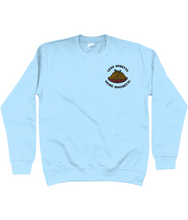Load image into Gallery viewer, Blue less upsetti, more spaghetti embroidered sweatshirt

