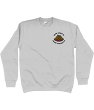 Load image into Gallery viewer, Grey less upsetti, more spaghetti embroidered sweatshirt
