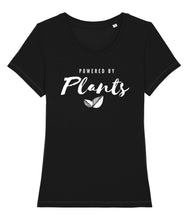 Load image into Gallery viewer, Black powered by plants t-shirt
