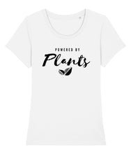 Load image into Gallery viewer, White powered by plants t-shirt
