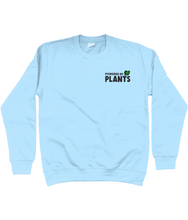 Load image into Gallery viewer, Blue Blue powered by plants embroidered sweatshirt 
