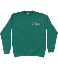 Load image into Gallery viewer, Blue powered by plants embroidered sweatshirt 
