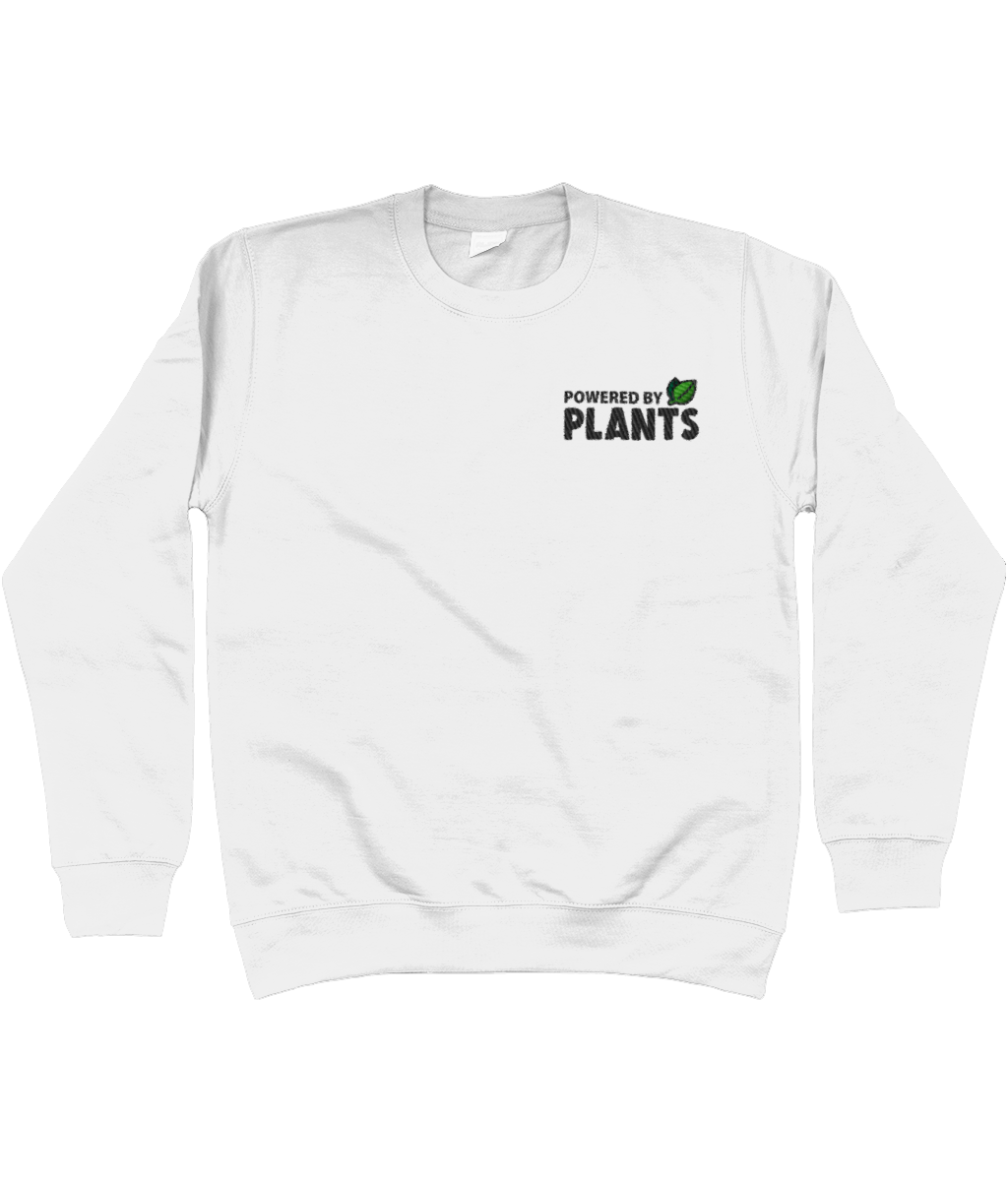 White Blue powered by plants embroidered sweatshirt 