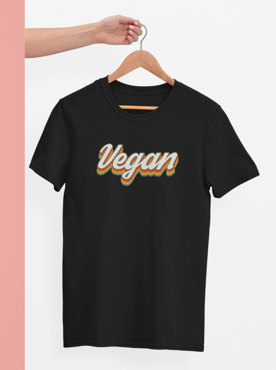 T-shirt with the word vegan in a retro style