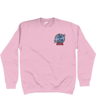 Load image into Gallery viewer, Pink embroidered the future is vegan sweatshirt.
